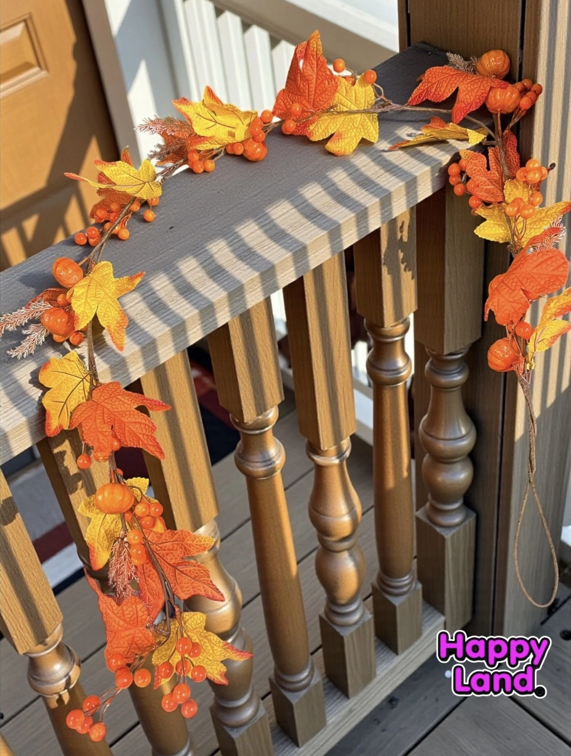 Happyland Turuncu Renk Kokina Balkabağı Garland Şömine Kapı Duvar Dekor 160 CM Kokina Garland