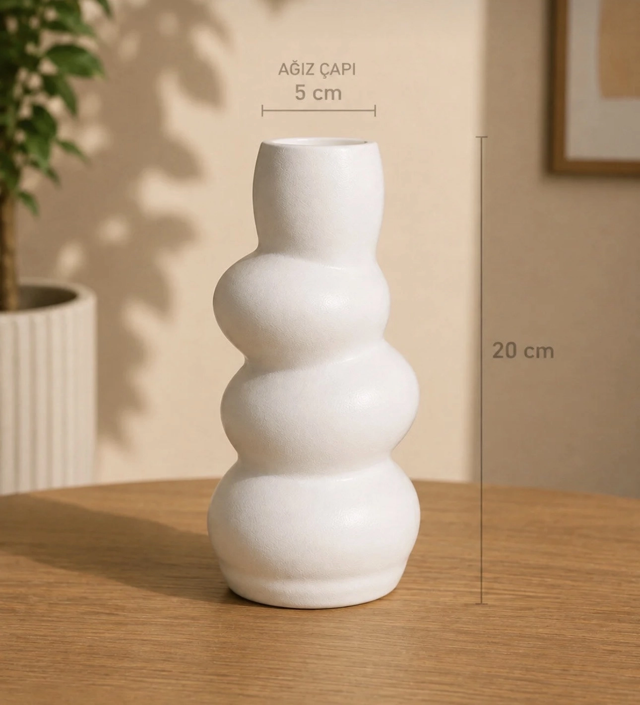 Vazo Dekoratif Bubble Vazo 20 cm – Modern Minimal Kırılmaz Çiçek Vazosu, Canlı ve Yapay Çiçekler İçin