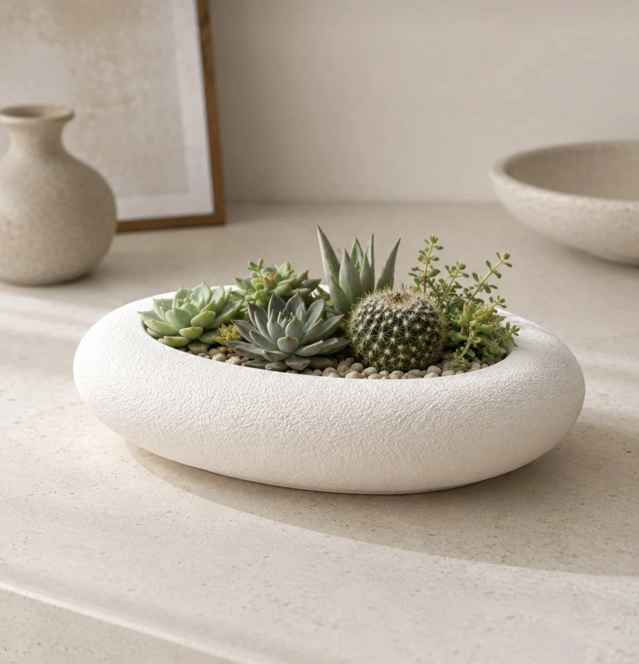 Happyland Saksı Büyük Boy Oval Yassı Kırılmaz Dekoratif Saksı Beyaz 24 × 7 cm – 15 cm Ağız Açıklığı Canlı Bitki ve Yapay Bitki HPYSK60