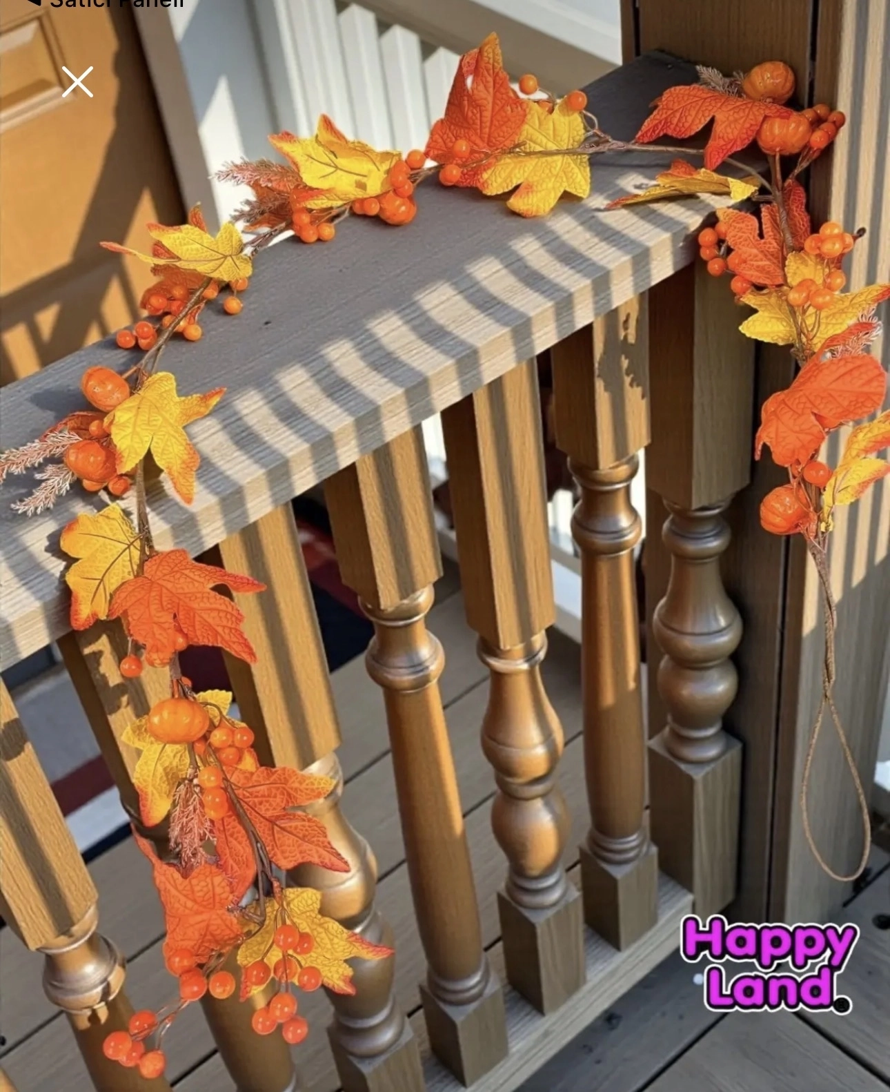 Happyland Cadılar Bayramı Dekoratif Balkabaklı Garland – Sonbahar ve Halloween Dekoru 150 cm