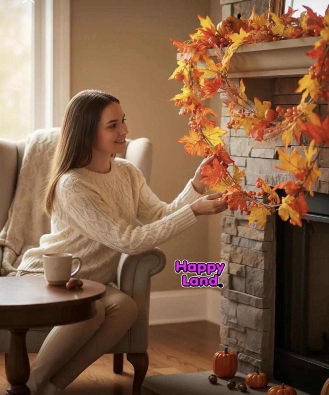 Happyland Cadılar Bayramı Dekoratif Balkabaklı Garland – Sonbahar ve Halloween Dekoru 150 cm