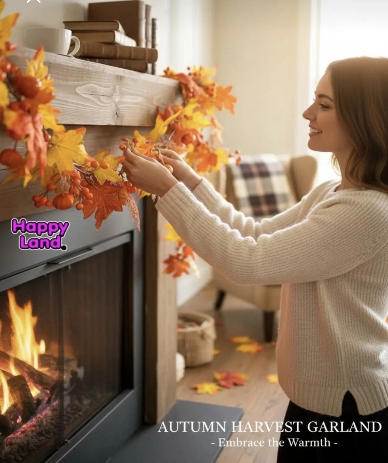 Happyland Cadılar Bayramı Dekoratif Balkabaklı Garland – Sonbahar ve Halloween Dekoru 150 cm