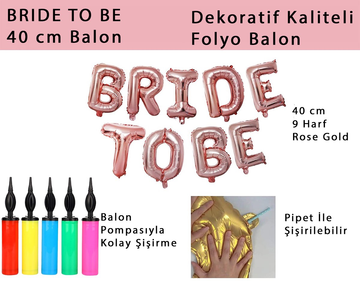 Bride To Be Rose Gold Folyo Balon Seti