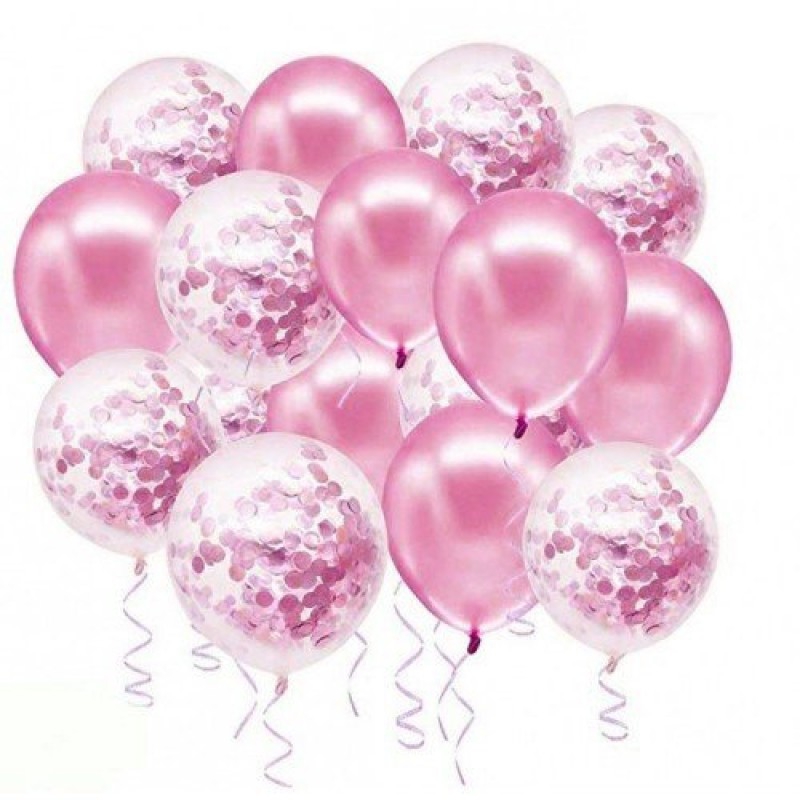 Pembe%20Konfetili%20Balon%20Set%2020%20Adet