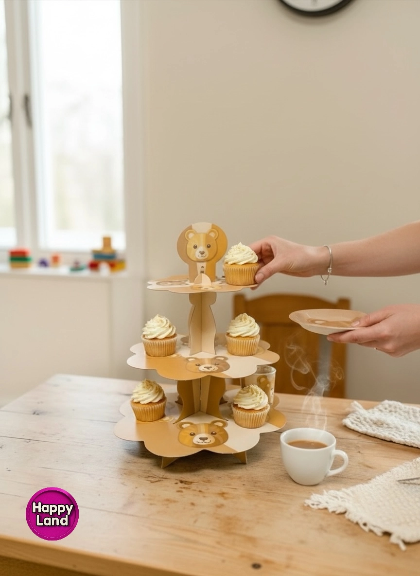 Happyland Retro Ayıcıklı Kek Standı Ayıcık Konsept Retro Doğum Günü Parti Baby Shower 