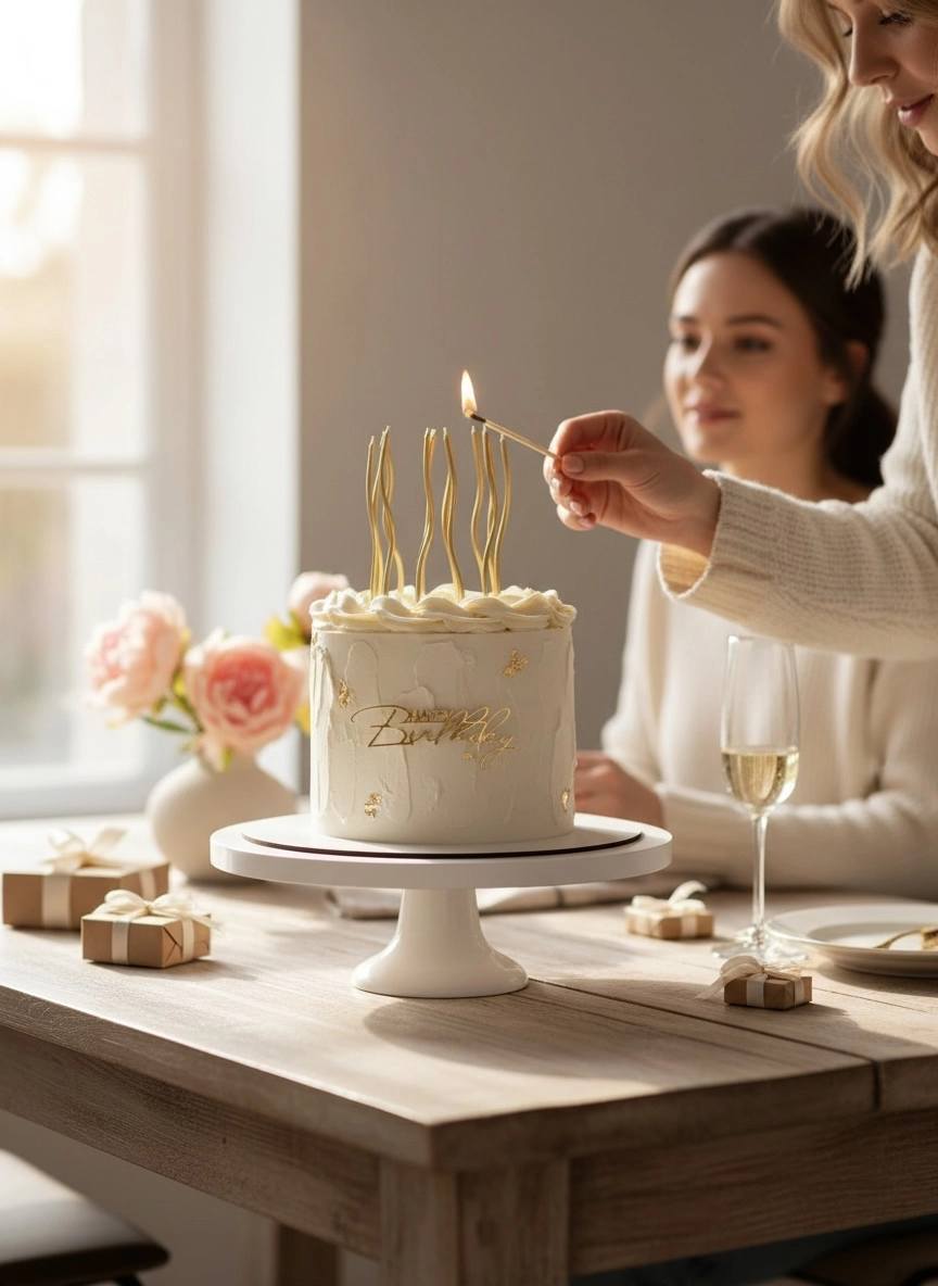 Happyland 6 LI Kıvrımlı Gold Mum 16CM Pasta Mumu Spiral Kıvrık Mum Spiral