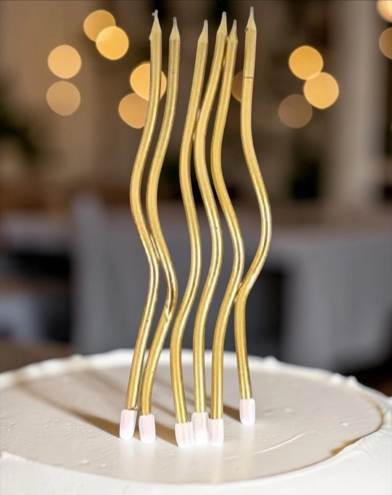 Happyland 6 LI Kıvrımlı Gold Mum 16CM Pasta Mumu Spiral Kıvrık Mum Spiral