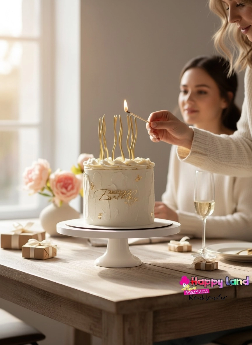 Happyland 6 LI Kıvrımlı Gold Mum 16CM Pasta Mumu Spiral Kıvrık Mum Spiral