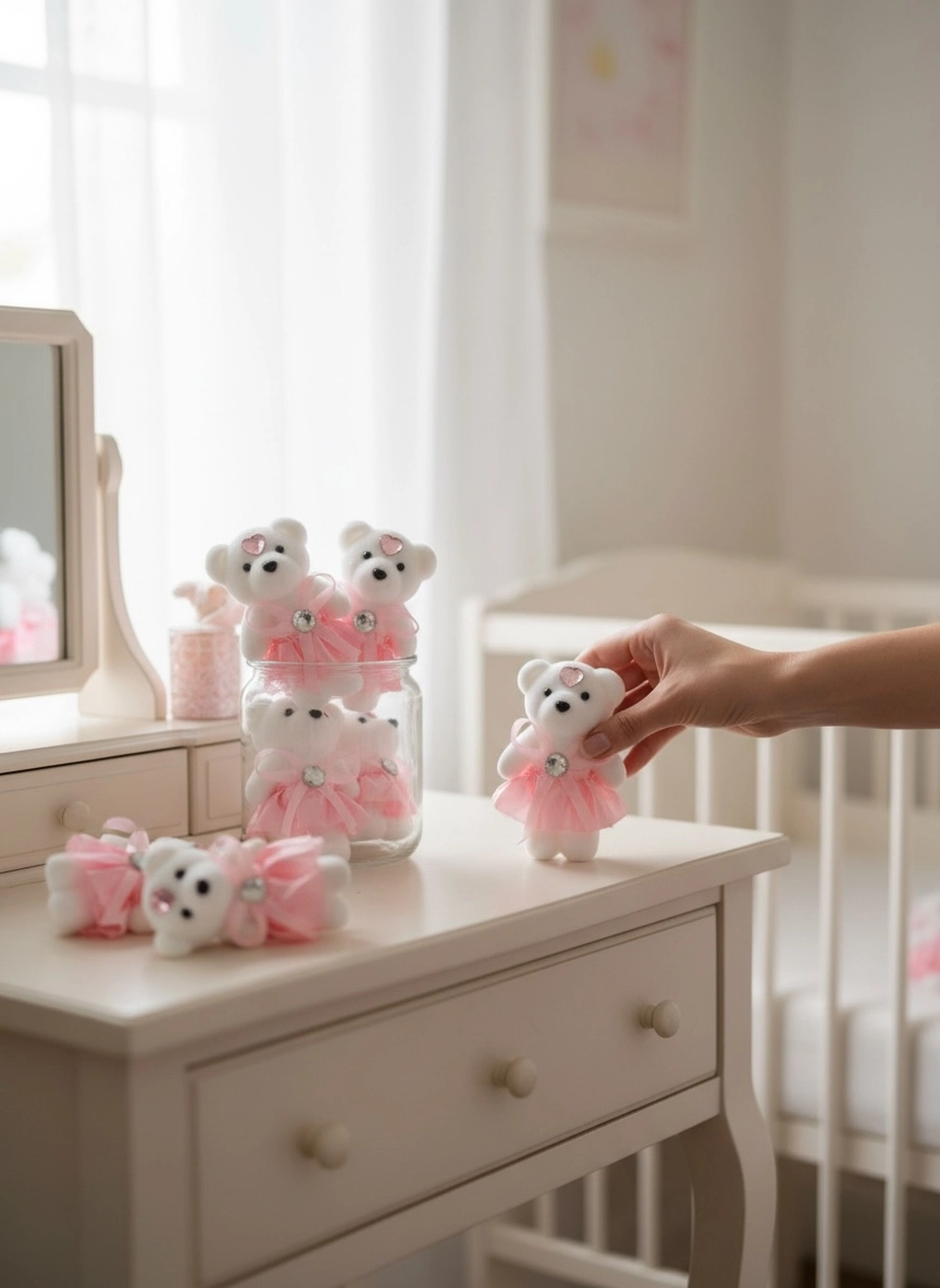 Happyland Strafor Ayıcık 12 cm Pembe 10 adet Çiçek Dekor 14 Şubat Arajman Aksesuar