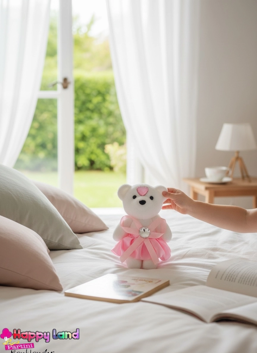 Happyland Strafor Ayıcık 12 cm Pembe 10 adet Çiçek Dekor 14 Şubat Arajman Aksesuar