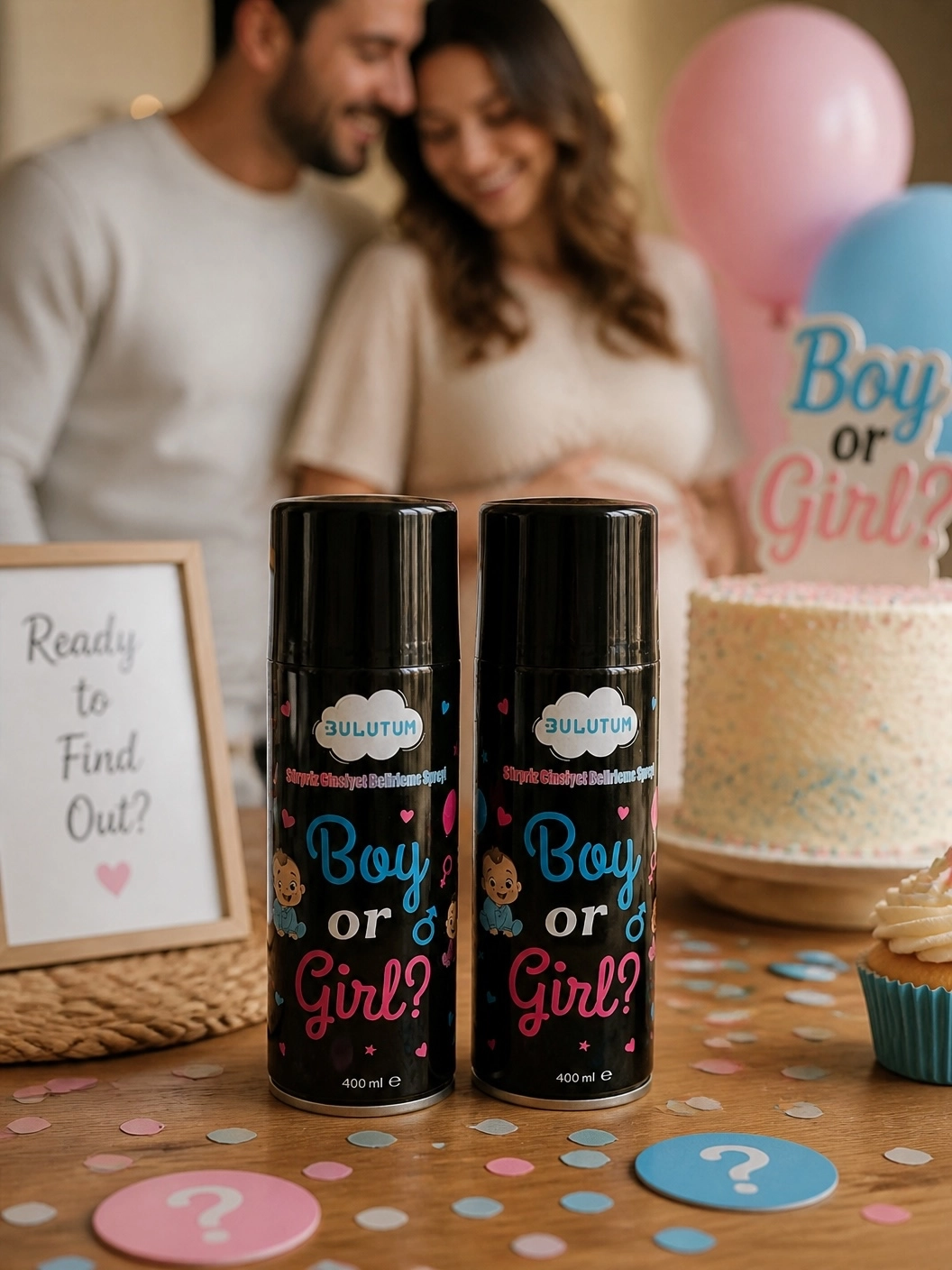 Happyland Cinsiyet Belirleme Spreyi Pembe Renk Boy or Girl, Kız Bebek İçin Cinsiyet Partisi Özel Efekt, Cinsiyet Tüpü 400 ml