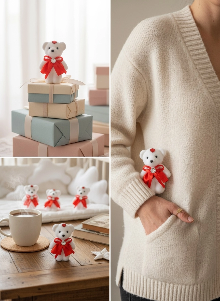 Happyland Strafor Ayıcık 12 cm Kırmızı 10 adet Çiçek Dekor 14 Şubat Arajman Aksesuarı
