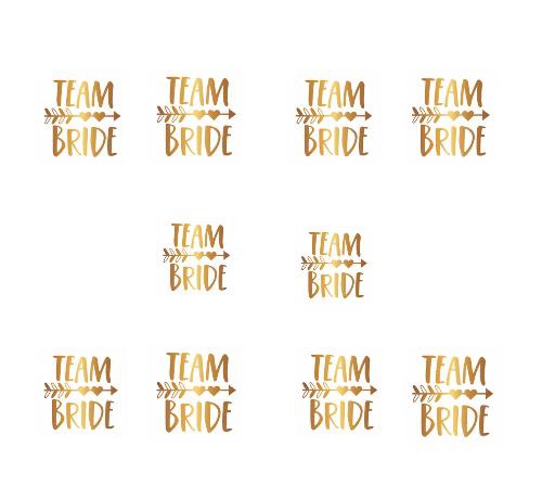 Happyland Team Bride Kalpli Oklu Bride To Be Partisi Kutlama Dövmesi 10’lu Nedime Dövmesi Geçici Dövme Gold