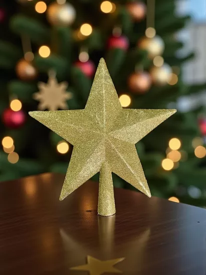 Happyland Yılbaşı Ağacı Tepe Yıldızı Gold Simli Lüks Büyük Boy25 Cm Yeni Yıl Ağaç Yıldızı HPY26024