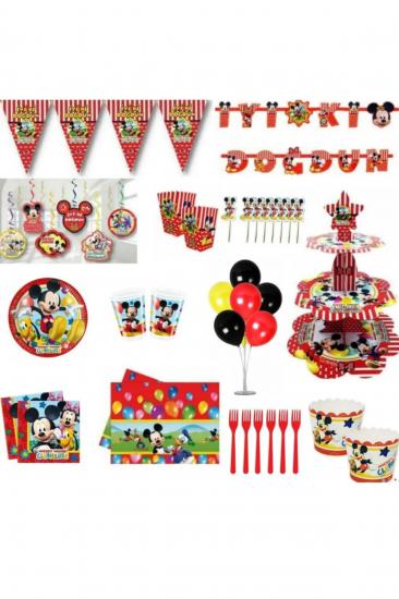 Happyland Mickey Mouse 24 Kilik Doğum Günü Seti Kek Stantlı Ve 7’li Balon Stantlı