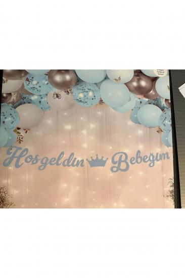 Happyland Mavi Hoşgeldin Bebeğim Kaligrafi Yazı Banner