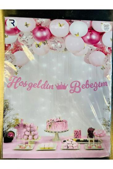 Happyland Pembe Hoşgeldin Bebeğim Kaligrafi Yazı Banner