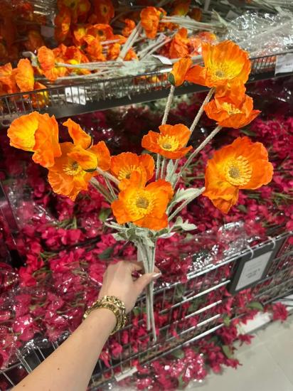 Happyland Yapay Çiçek Gelincik Dalı Turuncu Renk 60 cm 1 Adet Gelincik HPY-26132