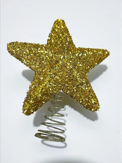 Happyland Yılbaşı Ağacı Süsü Tepe Yıldızı Gold PulluParıltılı Yılbaşı TepeYıldızı 22CM HAPPY2025-147