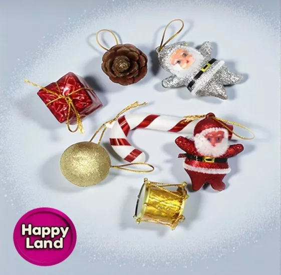 Happyland Yılbaşı Çam Ağacı Süsü Dokuzlu Karışık Süsü Yılbaşı Süsü HAPPY2025141