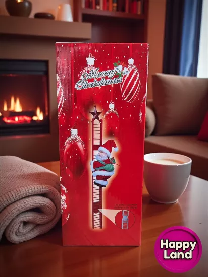 Happyland Yılbaşı Süsü Uzun Merdivene Tırmanan Noel Baba Hareketli Pilli 70 cm HAPPY20251D