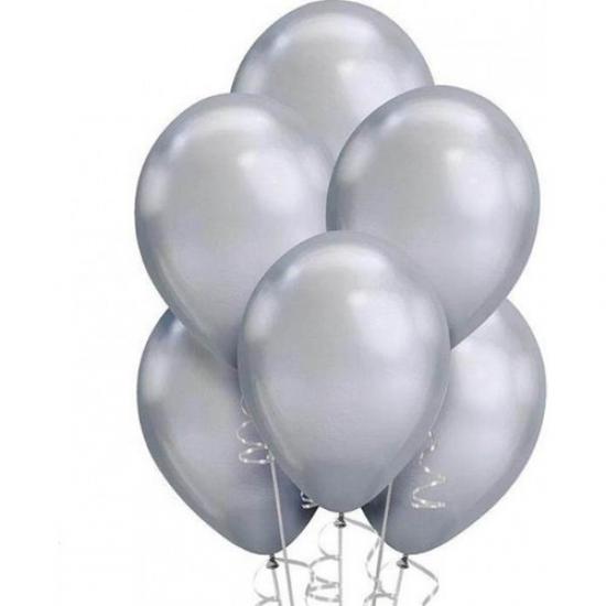 Happyland 100 Adet Metalik Gümüş Metalik sedefli Balon