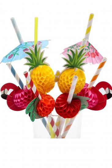 Happyland Hawaian Temalı İçecek Kokteyl Pipeti Renkli Meyve Temalı