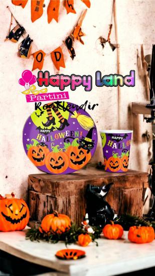 Happyland Cadılar Bayramı 8 Adet Tabak ve Bardak