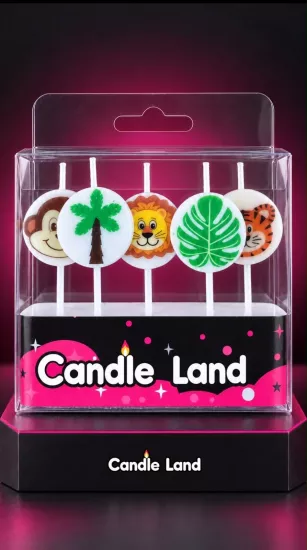 Candle Land Safari Temalı Pasta Mumu – 5’li Set