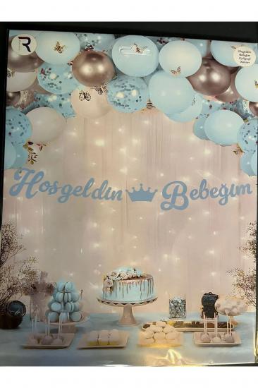 Happyland Mavi Hoşgeldin Bebeğim Kaligrafi Yazı Banner