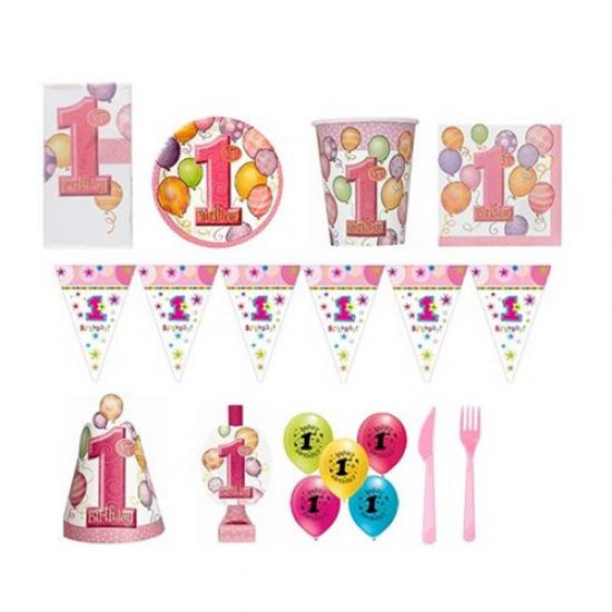 1 Yaş Temalı Kız Balonlu Parti Seti Mini 8 kişilik