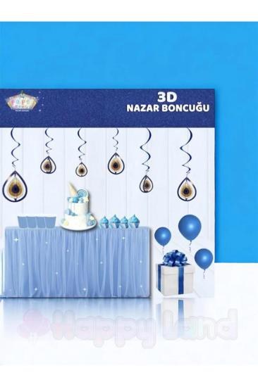 HappylandNazar Boncupu 3D Tavan Süs Nazar Boncuğu Dekor Sğs Sarkıt 10 Adet
