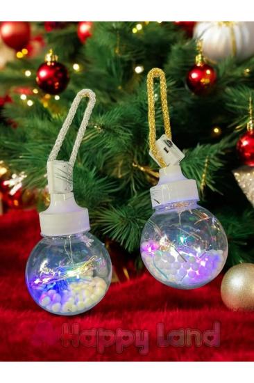 Happyland Yılbaşı Ağacı Led Işıklı Fanus Teraryum 2 Adet Renkli Işık Yılbaşı Süsü