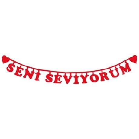 1 Adet Kırmızı Keçe Seni Seviyorum Yazı Romantik Hediyeler