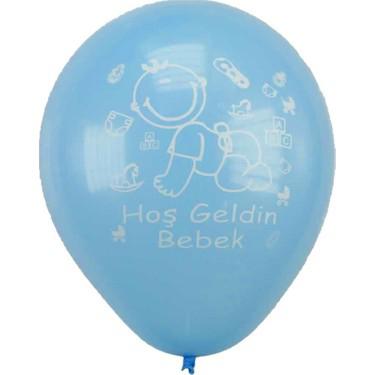 Hoşgeldin Bebek Baskılı Mavi Balon 7 Adet