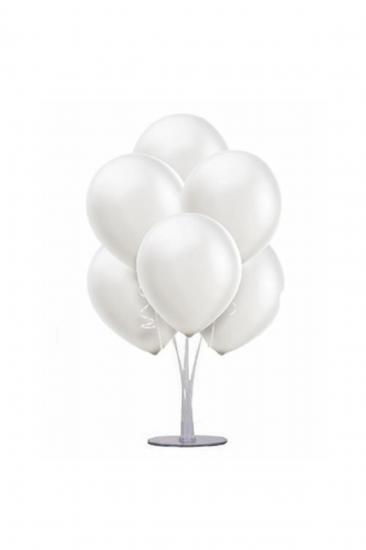 Happyland 1 Adet 7 Balonlu Beyaz Metalik Ayaklı Balon Standı