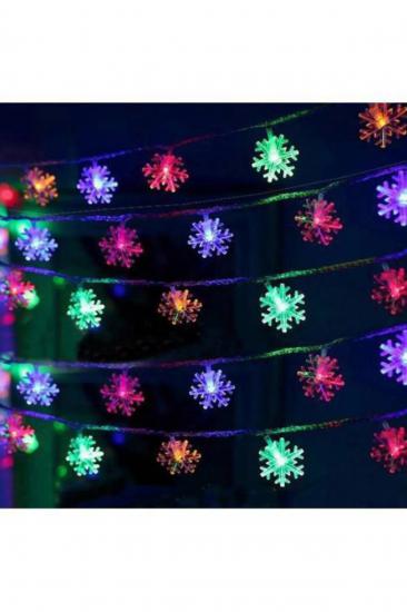 Happyland Yılbaşı Dekorasyon Ağaç Işığı 4 Metre Animasyonlu 20 Ledli Beyaz Kablo Renkli Kar Tanesi Led