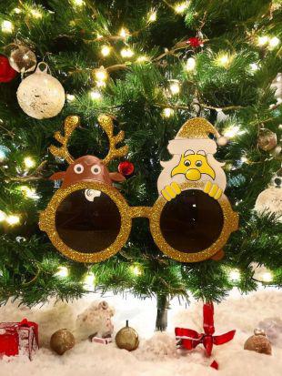 Happyland Yılbaşı Gözlüğü Plastik Camlı Noel Baba Geyik Figürlü Lüks Yılbaşı Gözlük