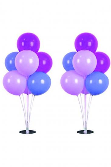 Happyland 1 Adet 7 Balonlu Mor Lila Mavi Ayaklı Balon Standı