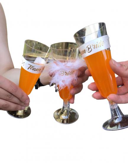 Happyland Bride To Be Bekarlığa Veda Parti Kadehleri Gelin ve Nedime Özel Şampanya Kadehi 6’lı Şeffaf