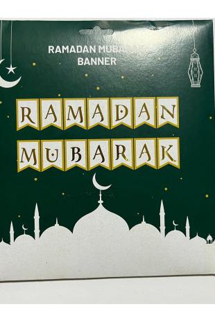 Happyland Ramazan Aı dekorları varaklı gold beyaz Ramadan Mubarak Banner