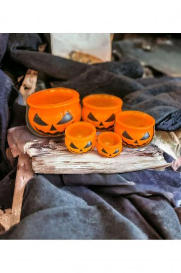 Happyland Halloween Şeker Kovası Kulplu 5 Li Cadılar Bayramı 5 boy Şeker Kovası Dekor Süs 