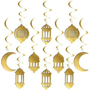 Happyland Ramazan Bayramı 10’lu Ramazan Tavan Sarkıt Süsleri Gold Metalik 