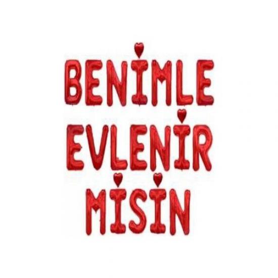 Happyland Kırmızı Renk Benimle Evlenir Misin? Folyo Set Balon