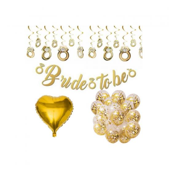 Happyland Altın Renk Bride To Be Balonlu Süsleme ( Bekarlığa Veda ) Set Gold Set