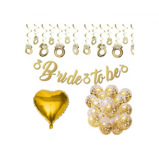 Happyland Altın Renk Bride To Be Balonlu Süsleme ( Bekarlığa Veda ) Set Gold Set