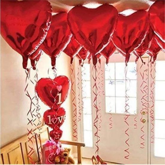 Happyland 11 Parça Sevgililer Günü Kırmızı Kalp Balon, Folyo I Love You Seti 14 Şubat Süslemesi Sevgililer Günü