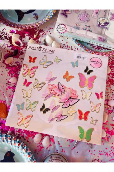 Happyland Pasta Üzeri Süs Kelebek Süsler Pasta Süslemesi 126 Adet Pasta Yapımı Dekor Süsü Butterfly