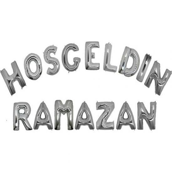 Happyland Gümüş Hoşgeldin Ramazan Folyo Balon Gümüş Folyo Balon Ramazan Süsleri Ramazan Dekorları