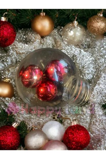 Happyland Yılbaşı 4 Adet Şeffaf Çok Amaçlı Dekor Fanus Küre Plastik Şeffaf Fanus Dekor Süs Fanus